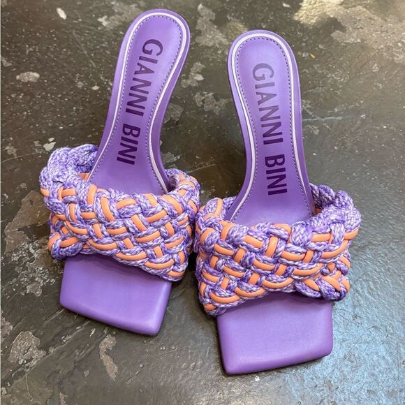 Gianni Bini Shoes - Gianni Bini Purple and Orange Braided Slide Heels